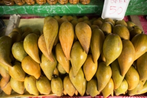 Este tipo de mango es más parecido al mamey, pero amarillo por dentro, muy cremoso y dulce